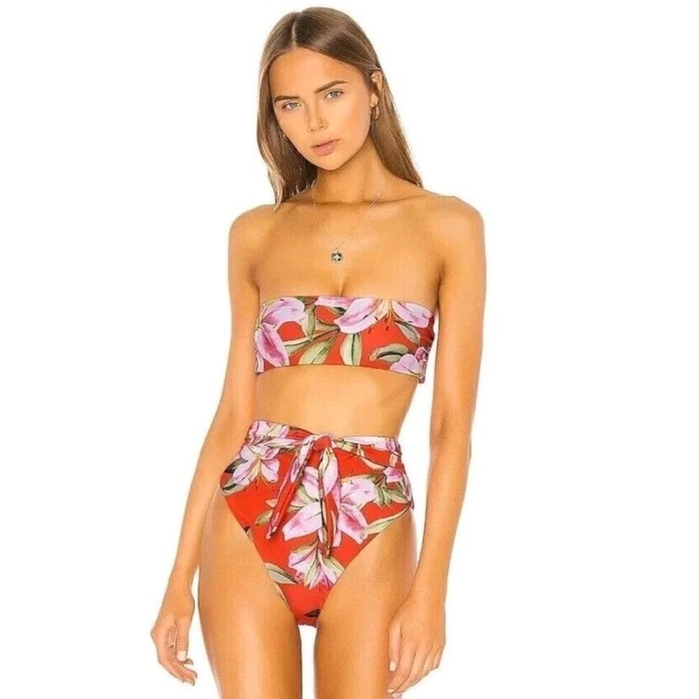 Mara Hoffman Abigail Bikini Goldie High-Waisted Swim Suit Womens S/M Floral